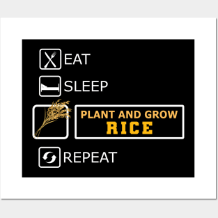 Rice Farmer - Plant and grown rice eat sleep repeat Posters and Art